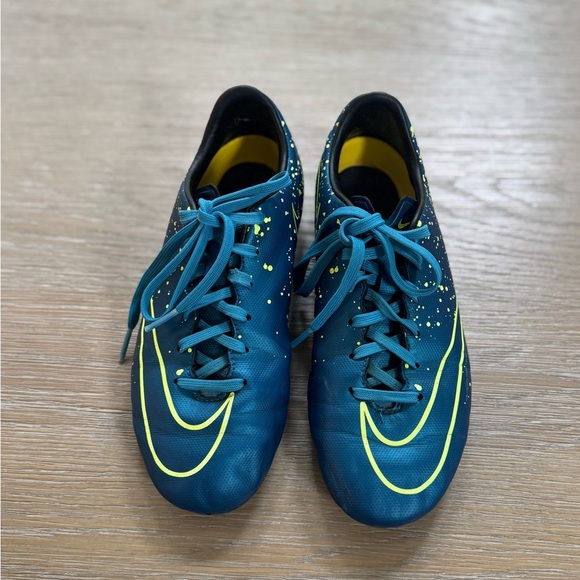 Nike Mercurial Victory V FG boys turquoise neon athletic soccer cleats shoes 3.5 - Picture 5 of 5